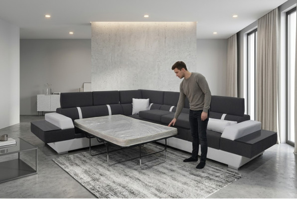 Ledersofa Couch Wunnlandschaft Eck Garnitur Design Modern Sofa L-Form K5015D