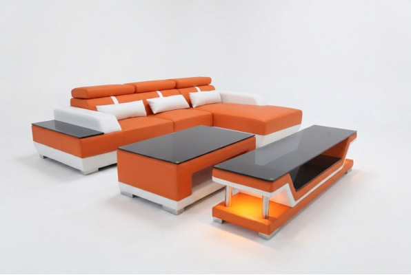 Ledercouch Wunnlandschaft Eck Garnitur Design Modern Sofa L-Form Chaise