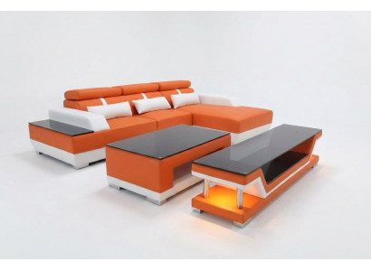 Ledercouch Wunnlandschaft Eck Garnitur Design Modern Sofa L-Form Chaise