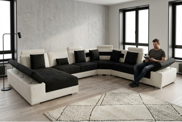 Ledercouch Wunnlandschaft Eckgarnitur Design Modern Zofa U-Form K5014 Nei