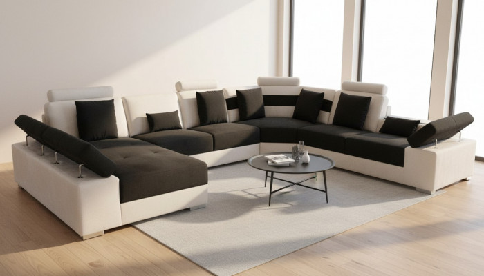 Ledercouch Wunnlandschaft Eckgarnitur Design Modern Zofa U-Form K5014 Nei