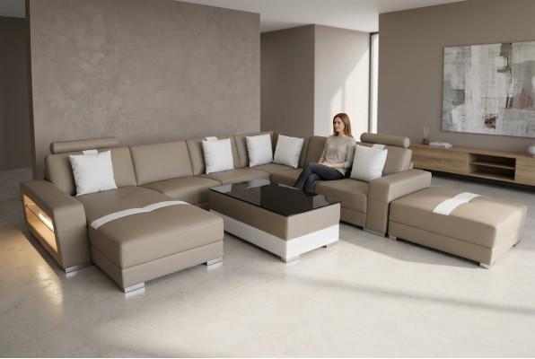 Liederkanapé Dekorativ Canapé Wunnlandschaft Eck Garnitur Design Modern Kanapé