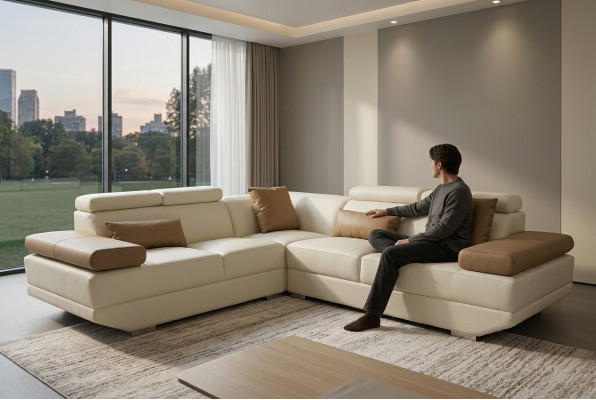 Ledercouch Wunnlandschaft Eckgarnitur Moderne Design Sofa Deko L-Form