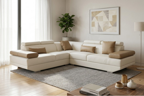 Ledercouch Wunnlandschaft Eckgarnitur Moderne Design Sofa Deko L-Form