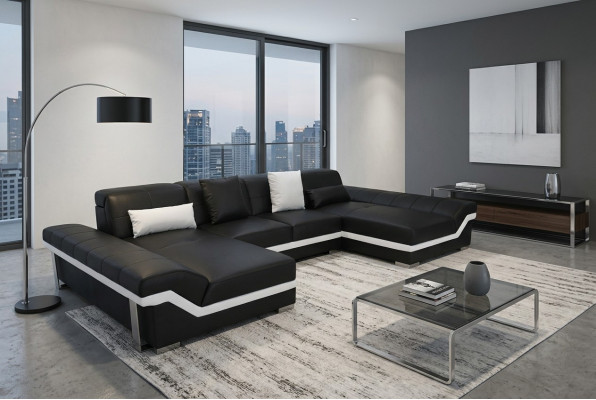 Ledersofa Canapé Wunnlandschaft Eck Garnitur Design Modern Canapé U-Form K5007C