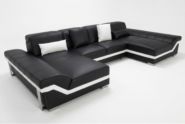 Ledersofa Canapé Wunnlandschaft Eck Garnitur Design Modern Canapé U-Form K5007C