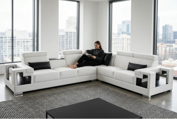 Ledercouch Wunnlandschaft Eckgarnitur Design Modern Sofa L-Form K5001