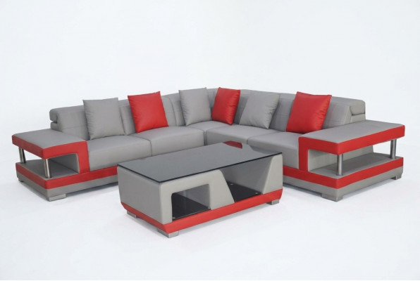 Ledercouch Couche Wunnlandschaft Eck-Garnitur Dekor Design Modern Canapé L-Form