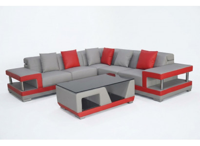 Ledercouch Couche Wunnlandschaft Eck-Garnitur Dekor Design Modern Canapé L-Form