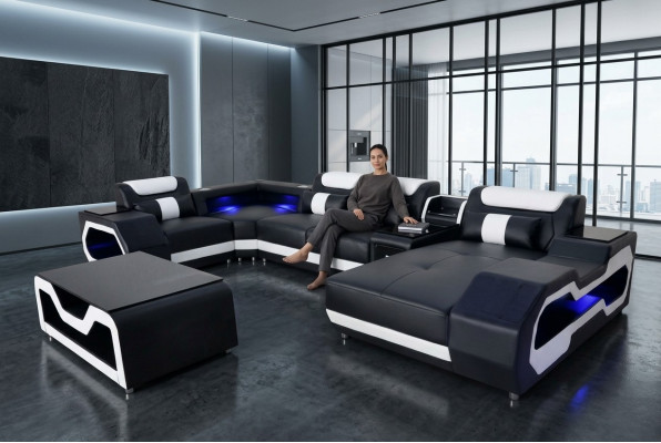 Lieder Sofa Eck Garnitur Design Modern Wunnlandschaft Couchtisch U Form G8046 Nei