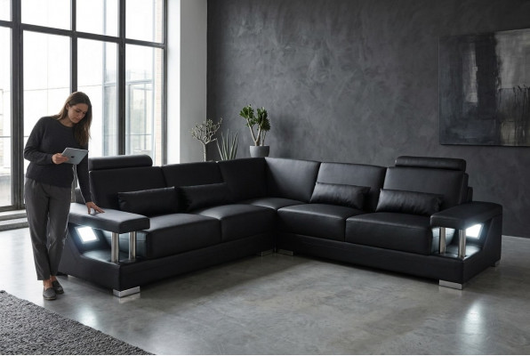 Ledercouch Couch Wunnlandschaft Eckdeco Garnitur Design Modern Sofa L-Form