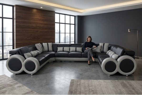 Lieder Sofa Couch Polster Eck Garnitur Design modern Eck U-Form Wunnlandschaft