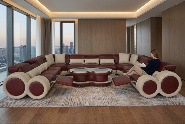 Ledersofa Canapé Wohnlandschaft Garnitur Design Modern Ecke Canapé