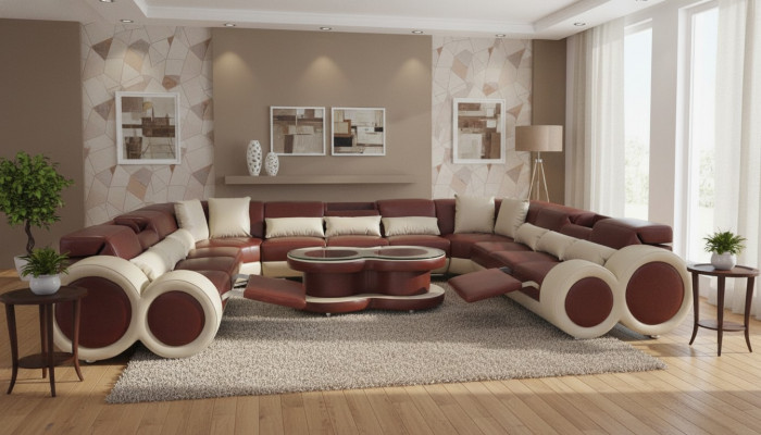 Ledersofa Canapé Wohnlandschaft Garnitur Design Modern Ecke Canapé