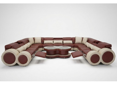 Ledersofa Canapé Wohnlandschaft Garnitur Design Modern Ecke Canapé