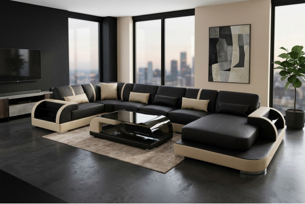 Lieder Canapé Polster Sëtz Eck Garnitur Modernen Design Wunnlanschaft U Form Sofas