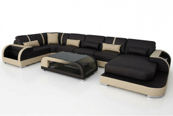 Lieder Canapé Polster Sëtz Eck Garnitur Modernen Design Wunnlanschaft U Form Sofas