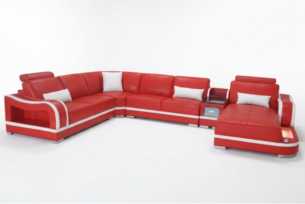 Ledersofa Canapé Wunnlandschaft Garnitur Design Modern Eck Dekorativ Sofa