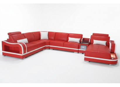 Ledersofa Canapé Wunnlandschaft Garnitur Design Modern Eck Dekorativ Sofa
