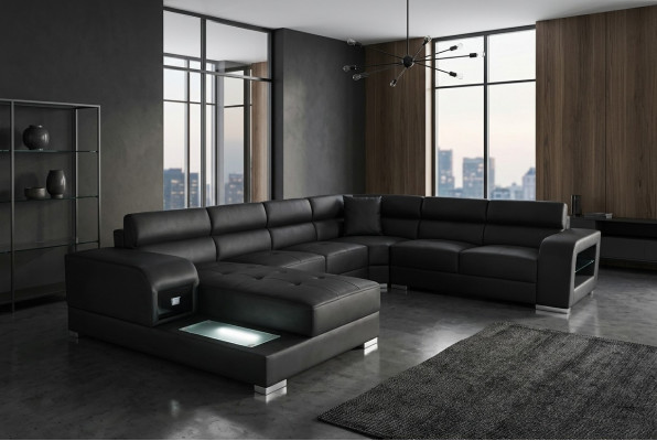 Ledersofa Canapé Wunnlandschaft Garnitur Design Modern Eckent Canapé U-Form G8029