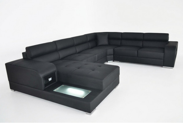Ledersofa Canapé Wunnlandschaft Garnitur Design Modern Eckent Canapé U-Form G8029
