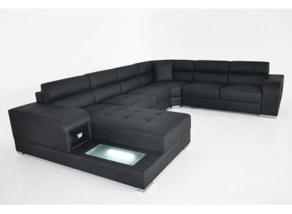 Ledersofa Canapé Wunnlandschaft Garnitur Design Modern Eckent Canapé U-Form G8029