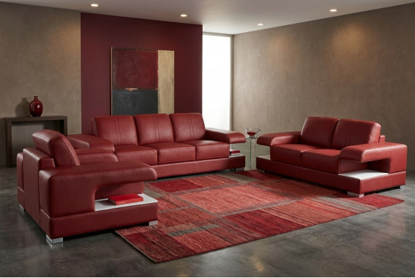 Ledercouch Couch Wunnlandschaft Garnitur Design Modern Sofagarnitur 3+2+1 G8028D