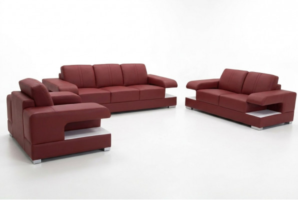 Ledercouch Couch Wunnlandschaft Garnitur Design Modern Sofagarnitur 3+2+1 G8028D