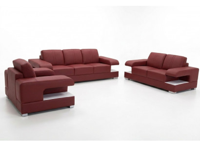 Ledercouch Couch Wunnlandschaft Garnitur Design Modern Sofagarnitur 3+2+1 G8028D