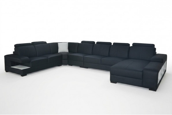 Leder Couch Polster Sëtz Design Modern Eck Sofa U-Form Wunnlandschaft