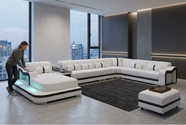 Lieder Couche Polster Sëtz Wunnlandschaft Design Modern Eck Garnitur Sofa U Form