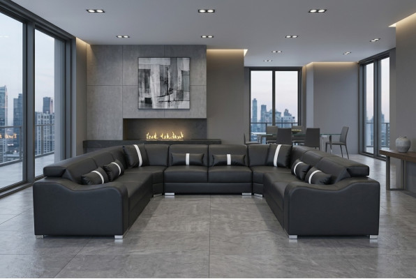 Lieder Canapé Polster Sëtz Design Modern Eck Garnitur Sofa U Form Wunnlandschaft