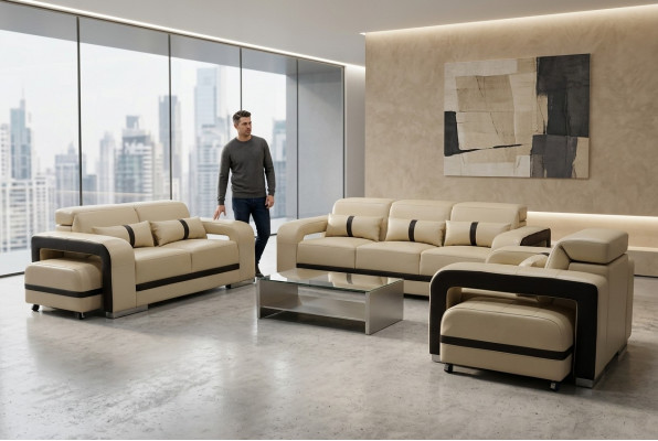 Sofa Lieder Canapé Polster Garnitur 3+2+1 Sëtz Komplett Set Design Nei