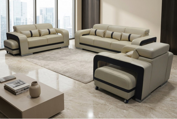 Sofa Lieder Canapé Polster Garnitur 3+2+1 Sëtz Komplett Set Design Nei