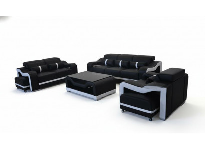 Sofa Lieder Canapé Polster Garnitur 3+2+1 Sëtz Komplett Set Garnituren G8027D + Dësch