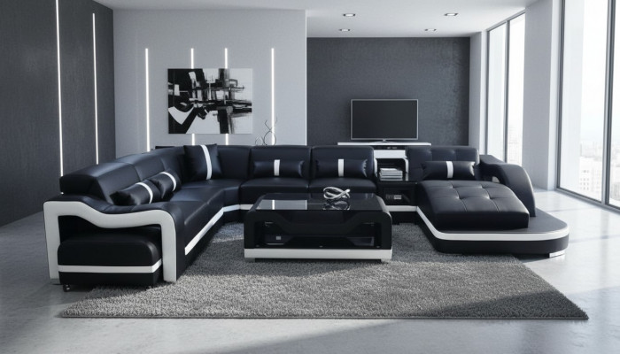 Ecksofa Couch Polster Ecke Garnitur Lieder Couchen Wunnlandschaft U-Form Sofas