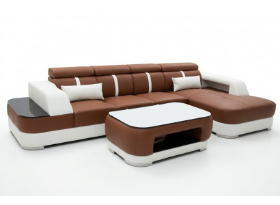 Lieder Canapé Polster Sëtz Design Modern Eck Garnitur Sofa Wunnlandschaft+Dësch
