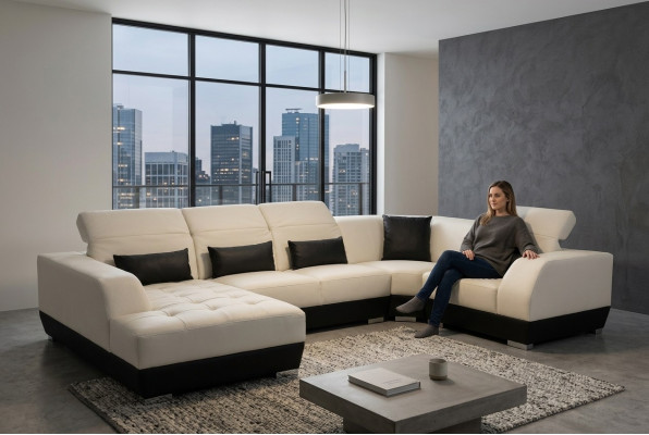 Luxus U Form Wunnlandschaft Canapé Sofa Miwwelen Polster Sëtz Garnitur Eck Canapéen