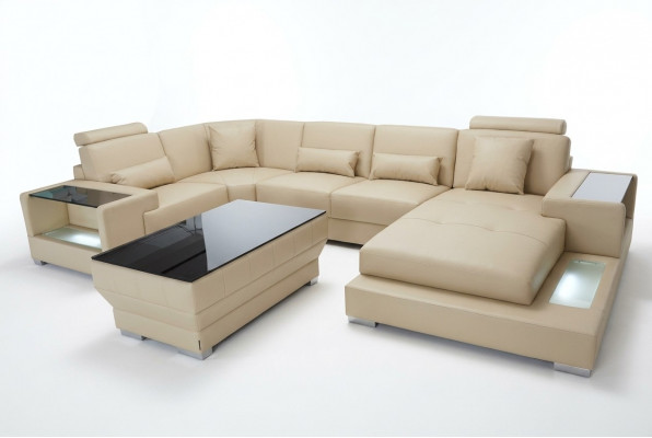 Ledersofa Wunnlandschaft Garnitur Design Modern Ecksofa U-Form G8023