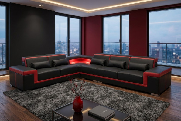 XXL Ecksofa Liedersektion Wunnlandschaft Garnitur Design Modern Sofa L-Form G8020B