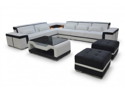 Lieder Canapé Couchage Polster Eck Modern Garnitur Wunnlandschaft Dësch Hocker G8020B