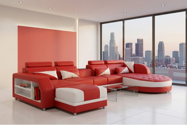 Eck Sofa Polster Canapé Sëtz Eck Lieder Garnitur Modern Wunnlandschaft