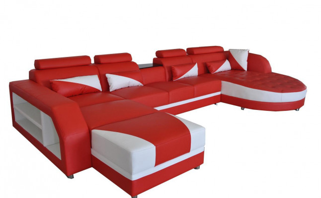 Eck Sofa Polster Canapé Sëtz Eck Lieder Garnitur Modern Wunnlandschaft