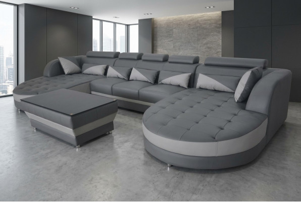 Lieder Sofa Modern Couch Polster Design Wunnlandschaft + Dësch