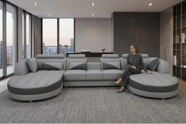 Ecksofa Polster Couch Sitz Eck Lieder Garnitur U-Form Wunnlandschaft