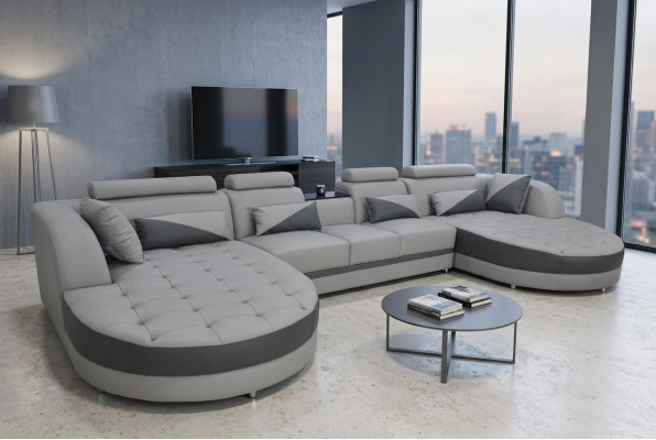 Ecksofa Polster Couch Sitz Eck Lieder Garnitur U-Form Wunnlandschaft
