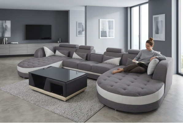 Ecksofa Polstersëtz Couch Garnitur Modern U-Form Wunnlandschaft Eck Lieder