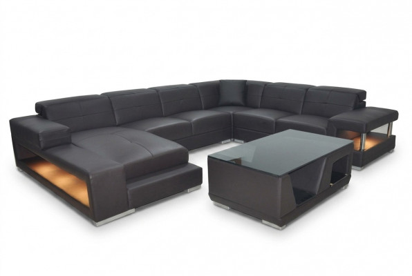 Ledercouch Ecke Wunnlandschaft Garnitur Design Modern Eckcouch Sofa U-Form G8017