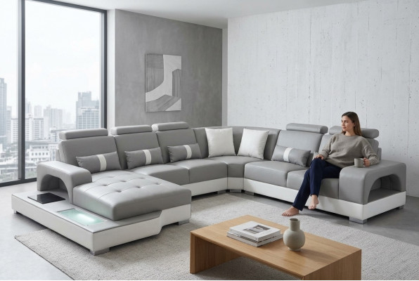Lieder Eck Canapé Eck Wunnlandschaft Garnitur Design Modern Couch