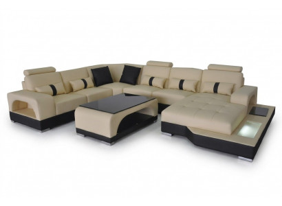 Liederbe Sofa Moderne Couch Polster Design Wunnlandschaft + Dësch Eck Couchen Sëtz